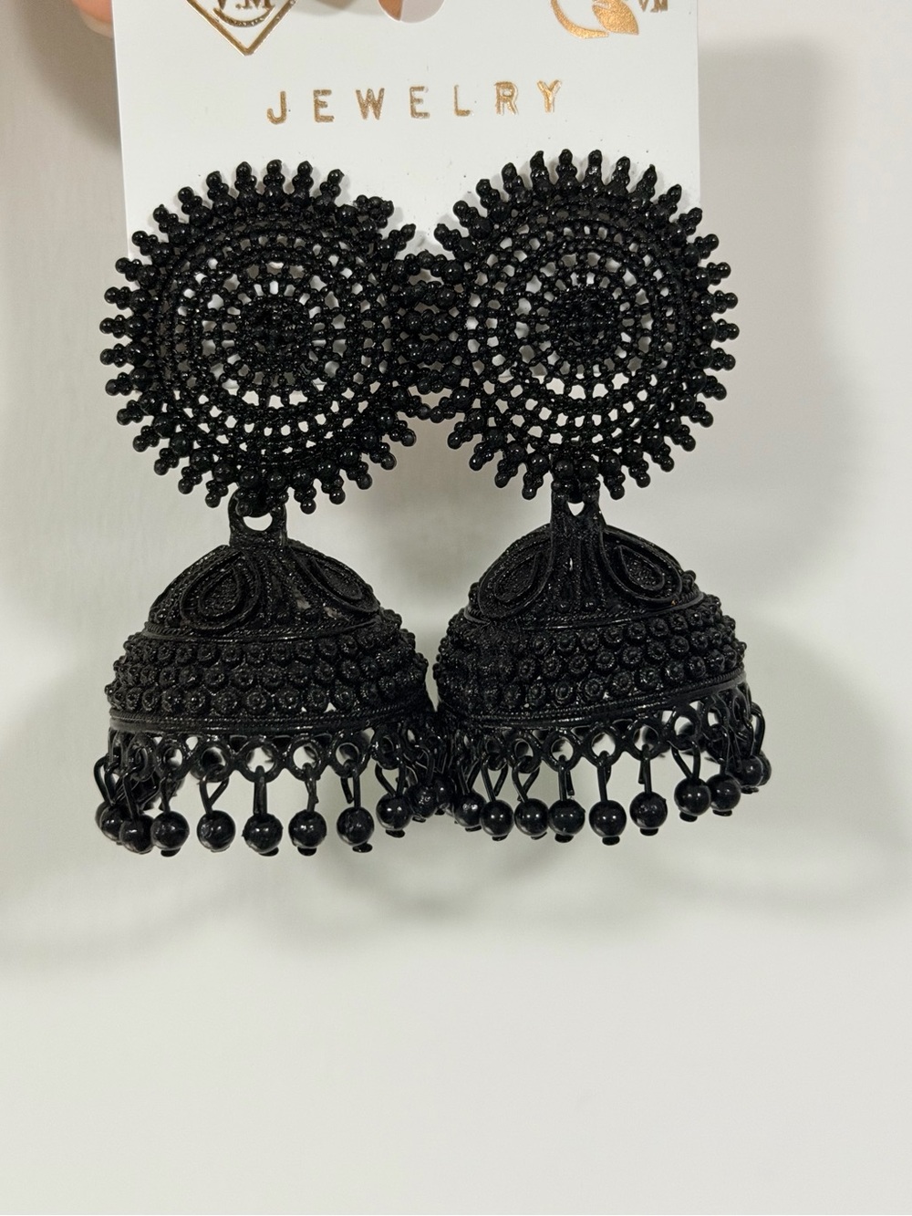 Handcrafted Black Jhumka Drop Earrings - Brand